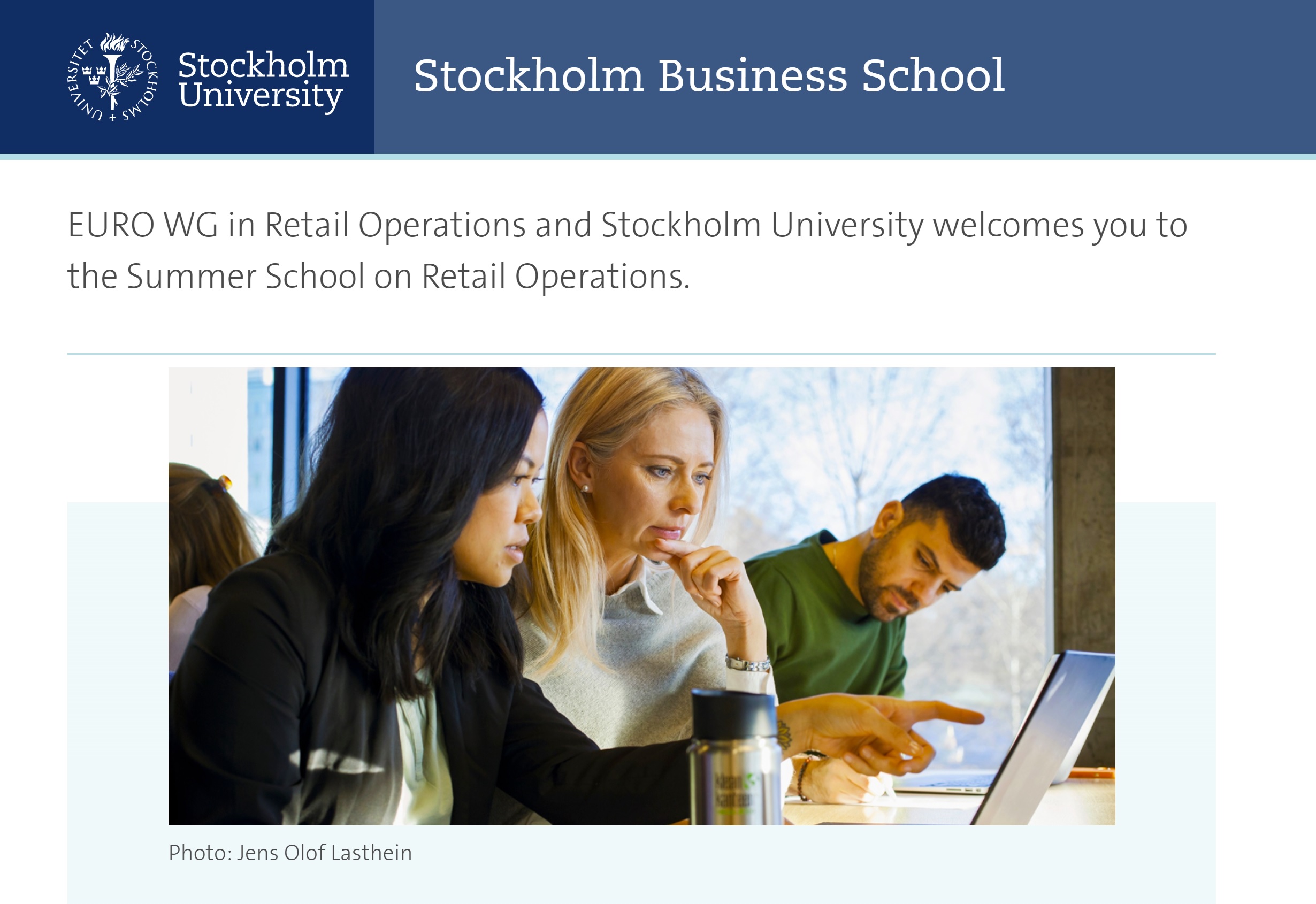 EURO PhD School on Retail Operations and Analytics, Sep 17-20, 2023, Stockholm, Sweden
